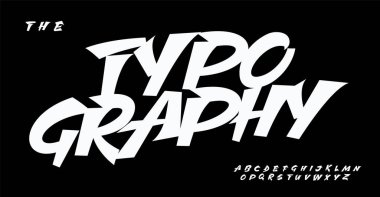 Dynamic hand-drawn font for youthful modern logo lettering, fresh headline, contemporary comic and retro game-inspired typography, vibrant typographic design. Vector illustration. clipart