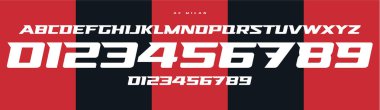 Kalın atletik yazı tipi, dinamik açılı yazı tipi, güçlü çizgiler, modern spor markaları ve takım formaları için harfler. Vektör tipi.