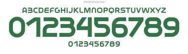 Kalın Bauhaus tipografisi, tıkanmış geometrik sanslar serif, spor markaları için güçlü atletik yazı tipi, forma numaraları, takım malları. Vektör tipi. 