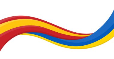 İspanya Ulusal Bayrağı ile Ukrayna bayrağının dalgalı kurdele bayrağı. Birlik ve işbirliği sembolü. Yardım etkinlikleri için logo, STK, spor takımı, barış zirvesi. Vektör illüstrasyonu