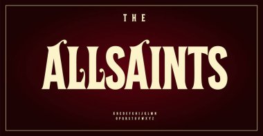 Klasik kalın serif yazı tipi, zarif kıvrımlı seçkin harfler, retro Victorian logosu ve başlığı için sanatsal gelişim yazı tipi, dekoratif monogram, klasik prestijli markalaşma. Vektör tipi