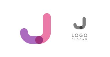 Soft rounded trendy logo, geometric colorful letter J with a modern tech feel, playful monogram design for corporate identity, creative branding, logotype template. Vector logotype. clipart