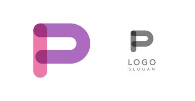 Yumuşak yuvarlak logo, geometrik renkli harf P modern teknoloji hissi, kurumsal kimlik için oyuncu monogram tasarımı, yaratıcı markalaşma, logoti şablonu. Vektör logosu.