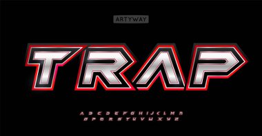 Siber alfabe, 3 boyutlu kalın açısal harfler, kontür, spor logoları için metalik gradyan yazı tipi, keskin şehir başlığı, fütürist tipografi, mukus damgalama. Vektör tipi 