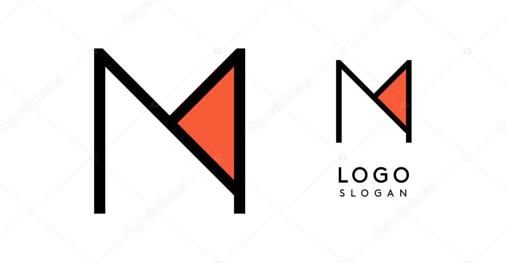 Geometric minimal letter M. Sleek tech logo for innovative branding, real estate, archetecture studio, digital finance, kid toys logo, creative brand. Vector illustration.