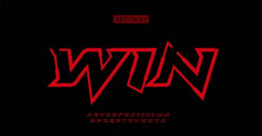 Edgy Sporty yazı tipi alfabesi. Logo, marka, yarış başlığı vs. için keskin hatlı dinamik yazı tipleri. Typography yazı tipi büyük harf güçlü turbo harfler. vektör illüstrasyonu. 