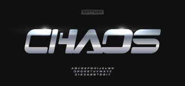 Cesur fütüristik yazı tipi, parlak metalik tasarım, keskin çizgileri olan bilim kurgu estetiği, dinamik modern tipografi, oyun ve yenilik markalaşması için teknolojiden esinlenilmiş harfler. Vektör tipi