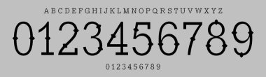 Tattoo slab serif typography, traditional mexican numbers and letters, sailor tattoo font for dead day los muertos branding, jersey numbers, team merchandise. Vector typeset clipart