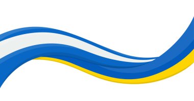 Arjantin Ulusal Bayrağı ile Ukrayna bayrağının dalgalı kurdele bayrağı. Birlik ve işbirliği sembolü. Yardım etkinlikleri için logo, STK, spor takımı, barış zirvesi. Vektör illüstrasyonu