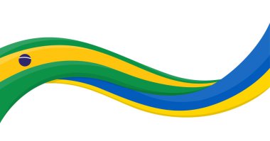 Brezilya Ulusal Bayrağı ile Ukrayna bayrağının dalgalı kurdele bayrağı. Birlik ve işbirliği sembolü. Yardım etkinlikleri için logo, STK, spor takımı, barış zirvesi. Vektör illüstrasyonu