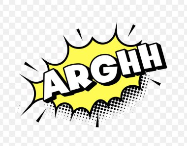 Comic Style Arghh Metni Sarı Patlama ile Kalın Yazı Tipi ve Yarım Tonlu Noktalar, Hüsran ya da Öfke İfade Etme. Memes, Etiketler ya da Tepki Sanatı için mükemmel. Vektör İllüstrasyonu. 