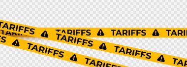 Şeffaf arka planda ihtiyat sembolü olan gümrük vergileri uyarı kaseti, ticaret, ekonomi ve politik tasarım için ideal. Vektör İllüstrasyonu.