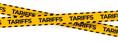 Beyaz Arkaplanda Siyah Çizgili Sarı Gümrük Uyarı Kaseti. Vergi veya Sınır Çatışmaları İçin Ekonomik Ticari Uyarı Engeli. Vektör İllüstrasyonu.