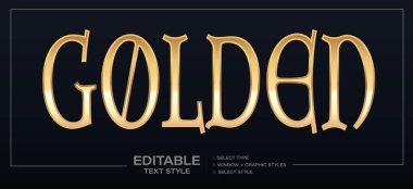 Zengin metalik görünümlü, zarif, düzenlenebilir yazı tarzı. Lüks markalaşma, davetiyeler, sertifikalar, prim ambalajlama için harika. Altın mesaj efekti. Vektör illüstrasyonu.