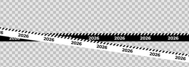 Çapraz Çizgili Gelecek Olayları Konsepti, Geri sayım ya da Tasarım Kullanımı Tek Renkli 2026 Kaset. Modern Minimal Look. Vektör İllüstrasyonu