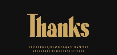 Yazı dizili Poster Harfleri, kalın serif eski gotik harfler seti. Vektör illüstrasyonu.