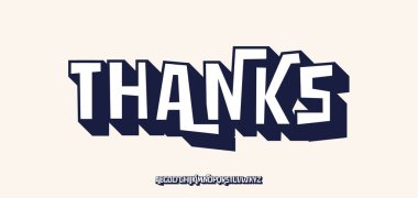 Abone olduğunuz için teşekkürler, güçlü üç boyutlu gölge efektli kalın blokajlı metin. Tebrik kartı, logo, manşet, çizgi roman tasarımı için oyuncu geometrik tipografi. Vektör illüstrasyonu