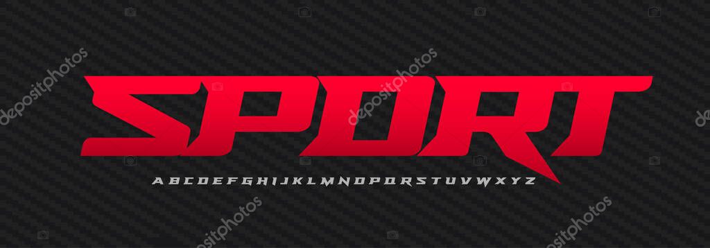 Sport racing alphabet, slanted razor font, bold italic typeface for dynamic powerful headline, automotive logo performance kinetic typography, extreme speed typographic design. Vector typeset.