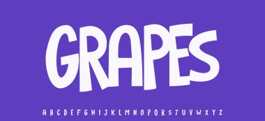 Yaz üzümleri, neşeli yazılar, komik karikatür tipografisi. Arkadaşça logo manşeti için çocuksu yazı tipi yemek tarifi kitabı, şeker, dondurma başlığı. Yemek tipografik tasarımı. Vektör tipi