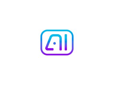 Yapay zeka logosu, sohbet robotu akıllı asistan simgesi, uygulama için sanal alet amblemi, SaaS, otomasyon, teknik destek, iletişim sistemi, eğitim yazılımı. Taslak gradyan monogram. Vektör illüstrasyonu.