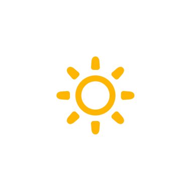 Yüzüklü Güneş Simgesi. Yaz tatilleri, temmuz sıcağı, haziran tatilleri ve hava durumu için harika. Sarı çiçek ya da parlak güneşe benziyor. Vektör İllüstrasyonu.