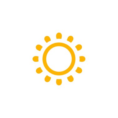 Yüzük Merkezli Asgari Güneş Sembolü. Sabah Kullanımı, Gündönümü Temaları, Hava Uygulamaları ve Sıcaklıkla İlgili Dijital İşaretler İçin Harika. Parlak Temiz Görünüm. Vektör İllüstrasyonu