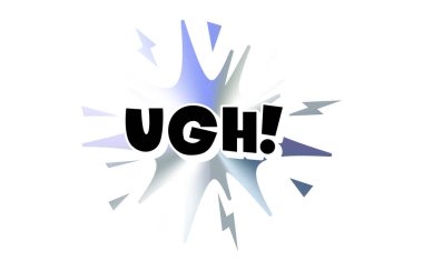 Kromik Holograf Gradyan Patlaması ile UGH Comic Metin Etiketi. Meme, Reaksiyon, Amblem, Etiket veya Etiket Tasarımı İçin Cesur Pop Konuşma Baloncuğu İfadesindeki Sinirli Argo İfadesi. Vektör İllüstrasyonu