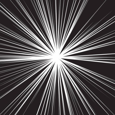 Radyal çizgilerle komik bir hız patlaması. Anime sahneleri için dinamik manga aksiyon arka planı, süper kahraman efektleri, hareket örtüleri, baskı ve web tasarımı. Vektör illüstrasyonu