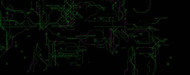 Yeşil ve Mor Çizgili Parlayan Teknoloji Sistemi. Bilgisayar korsanlığı, siber güvenlik veya yapay zeka temaları için soyut dijital devre arkaplanı. Neon efektli yüksek teknoloji tasarımı. Gelecekçi Hack BG. Vektör illüstrasyonu