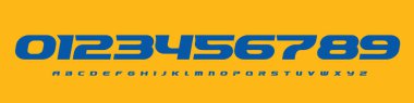 Yazı Tipi Logosu Numarası Sayısal Alfabe Tipografi Tasarım Vektörü Yazı tipi. Otomotiv ve yarış için hızlı kesim ritmi olan geniş çizgili rakamlar, takım logoları, esport örtüleri, hızlı markalaşma.