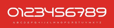 Yazı Tipi Logosu Numarası Sayısal Alfabe Tipografi Tasarım Vektörü Yazı tipi. Spor Takımı, İ.K., ihracat tezgahları, yarış panelleri, dijital markalaşma için düz teknoloji eğrileri olan parlak fütüristik parmaklar..