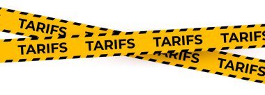 Beyaz Arkaplanda Siyah Çizgili Sarı Gümrük Uyarı Kaseti. Vergi veya Sınır Çatışmaları İçin Ekonomik Ticari Uyarı Engeli. Vektör İllüstrasyonu.