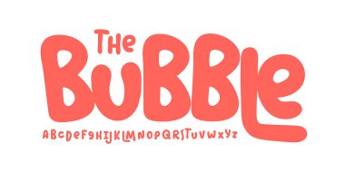 Baloncuklu kil alfabesi, yumuşak yuvarlak font, plastik küf harfleri, bebek logosu için sevimli karikatür yazı tipi, çocuk başlığı, şakacı tipografi tasarımı, dostane tipografi tarzı. Vektör tipi
