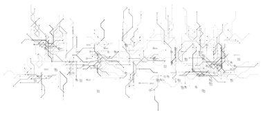 Siyah beyaz devre çip arka planı, işlemci ağı. Yapay zeka sinir sistemi dokusu. Siber veri akışı teknikleri. Yapay zeka teknolojisi arka planı. Vektör illüstrasyonu. 