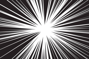 Comic Hız Çizgileri Radyal Patlama Efekti, Manga Eylem Sahneleri, Patlamalar ya da Dramatik Etki Anları İçin Mükemmel. Vektör İllüstrasyonu