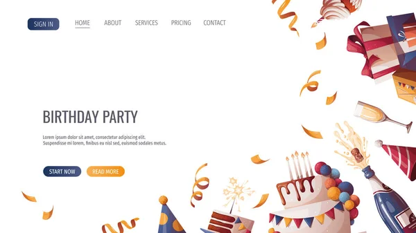 Gelukkige Verjaardag Website Verjaardagsfeest — Stockvector