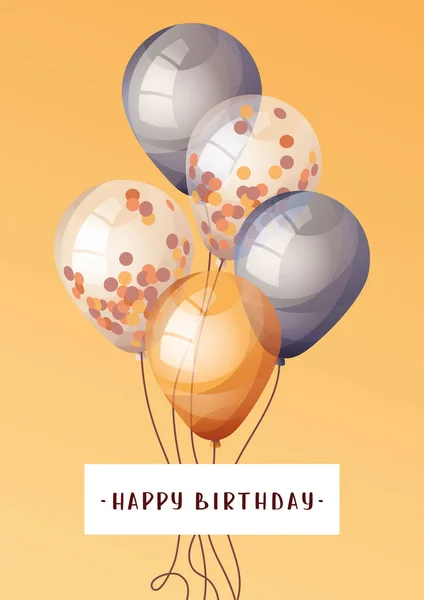 Cartão Aniversário Feliz Com Balões —  Vetores de Stock