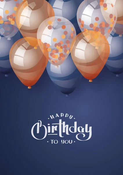 stock vector happy birthday card with balloons