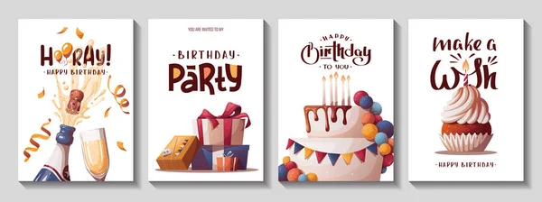 Zestaw Kartek Urodzinowych — Wektor stockowy