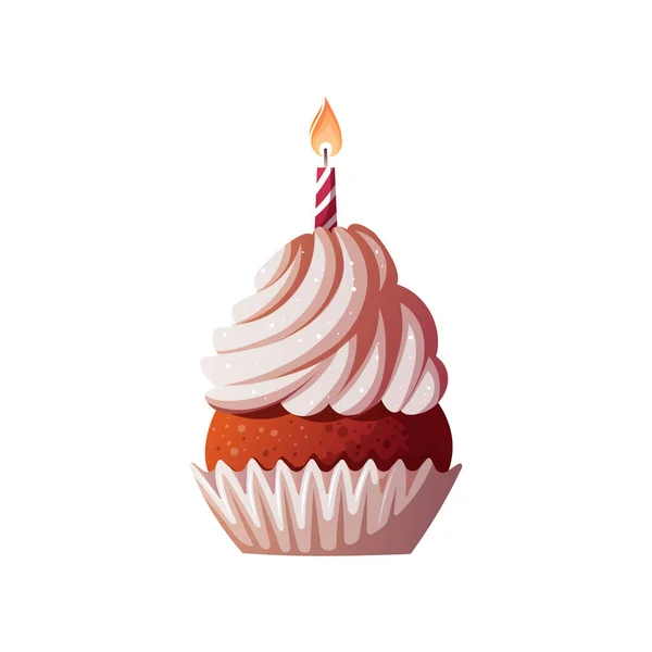 Cartão Aniversário Feliz Com Cupcake —  Vetores de Stock