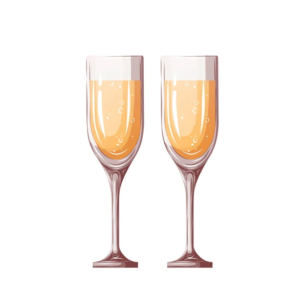 Happy Birthday Card Champagne Glasses — Stock Vector