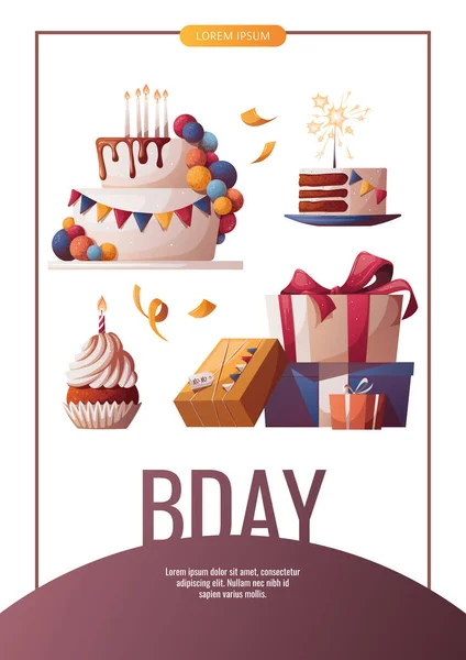 Happy Birthday Flyer Card — Stock Vector