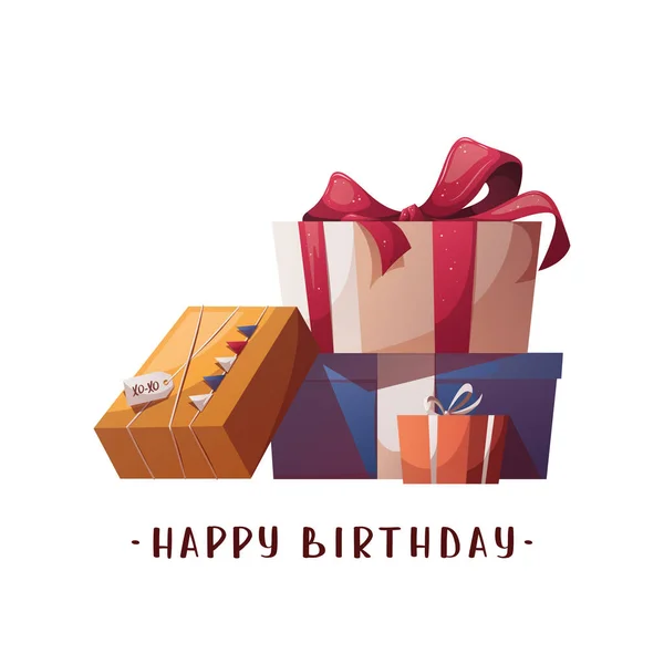 Glückwunschkarte Zum Geburtstag Mit Geschenken — Stockvektor