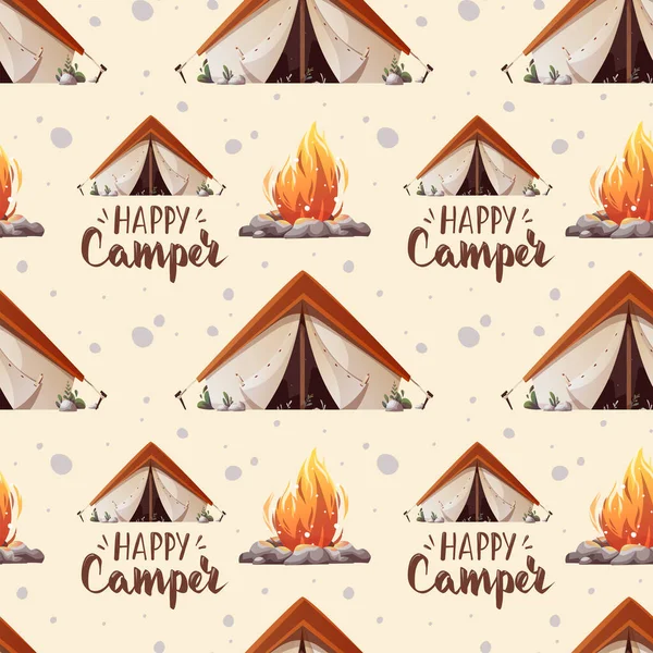 Camping Nahtlose Muster Hintergrund Mit Zelten — Stockvektor