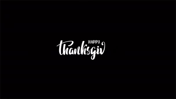 感恩节快乐动画视频 手写体文字穿着黑色 白色和橙色背景的衣服 动画视频 — 图库视频影像