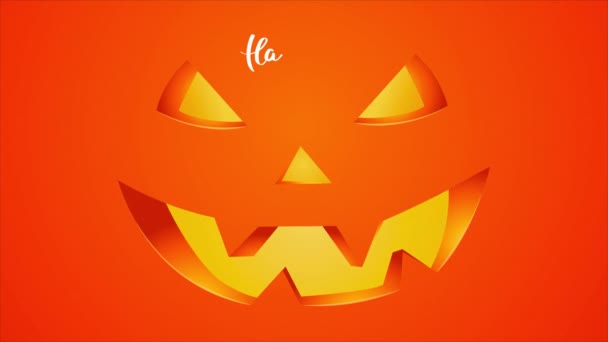 Szczęśliwej Karty Halloween Straszną Twarzą Dyni Film Animowany — Wideo stockowe