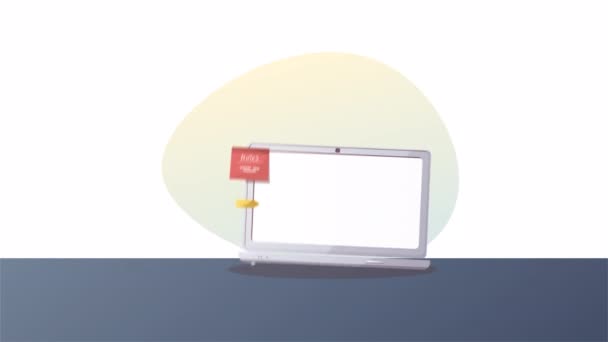 Laptop Med Lärare Skärmen Krukväxt Kaffekopp Studera Online Utbildning Distansutbildning — Stockvideo