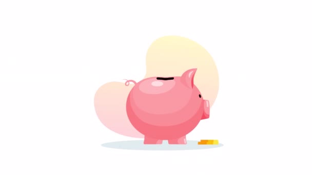 Piggy Bank Vorm Van Een Biggetje Man Munt Geld Besparen — Stockvideo