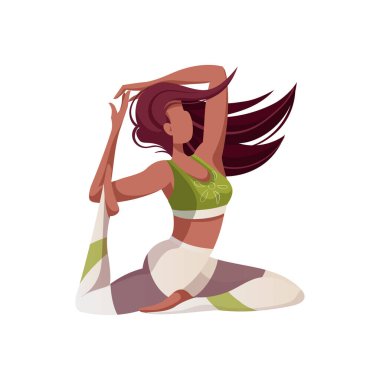 Woman doing yoga exercises. Wellness, healthy lifestyle, sport, flexibility, fitness, Yoga concept. Isolated vector illustration.