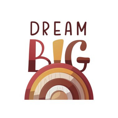 Gökkuşağı ve el yazısıyla yazılmış bir kart. Çocuk oyuncakları, çocuk mağazası, oyun, çocukluk konsepti. Kart, kartpostal ve kapak için vektör illüstrasyonu.